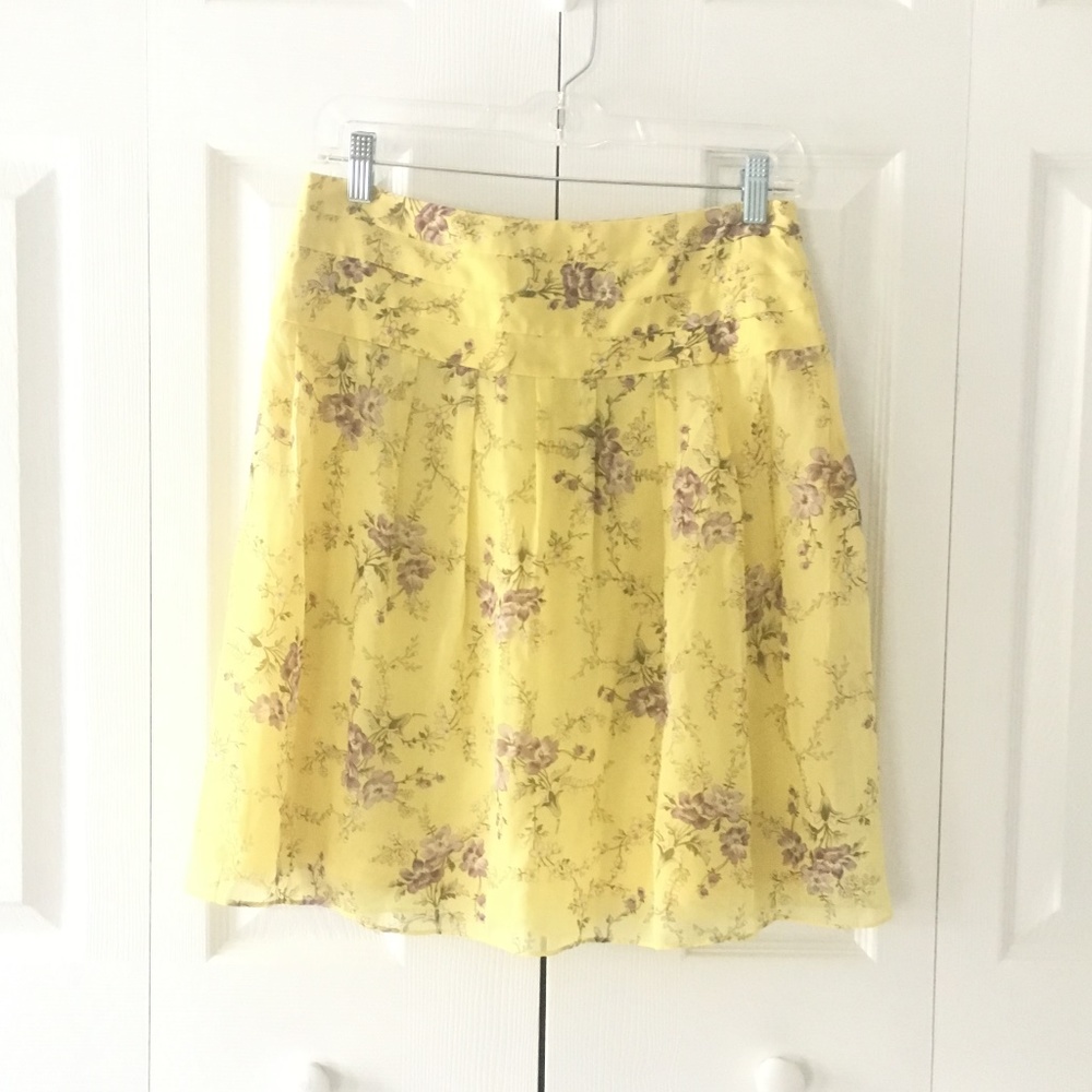 womens banana republic yellow floral skirt